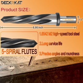 1" Reamer Drill Bit for Metal, M2 HSS Taper Reamer for Steel, Alloy, Wood, Plastic to Align, Enlarge Holes – 5-Spiral Flutes, 1/2" Non-Slip Shank, 25mm Car Reamer, Bridge Construction Reamer.