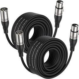 EBXYA Cable XLR de 50 pies, 2 paquetes de cable de micrófono con 3 pines XLR macho a hembra