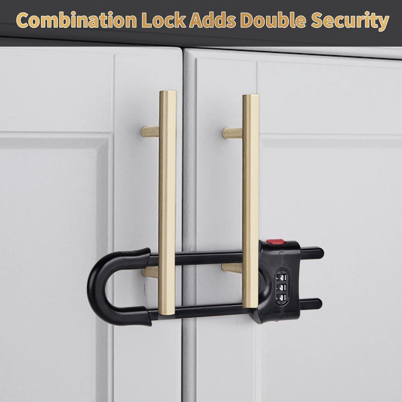 4 Packs U-Shaped Sliding Cabinet Locks, Baby Proofing Cabinets with