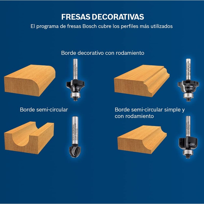 Bosch Juego de fresas rectas Standard vástago de 1/4'' 6