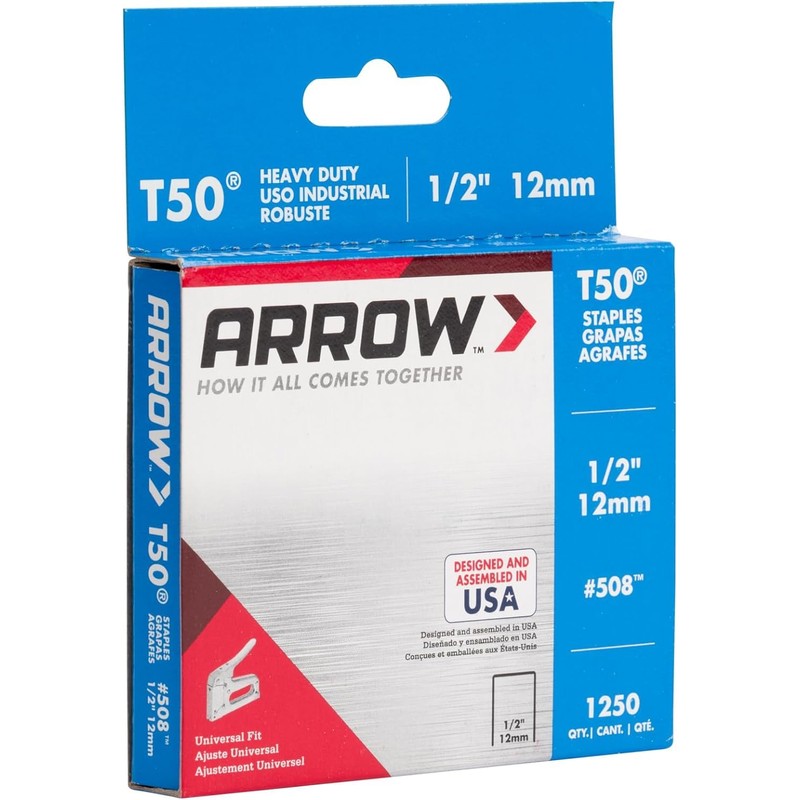 Arrow 508 Heavy Duty T50 1/2-Inch Leg Length, 3/8-Inch Crown,