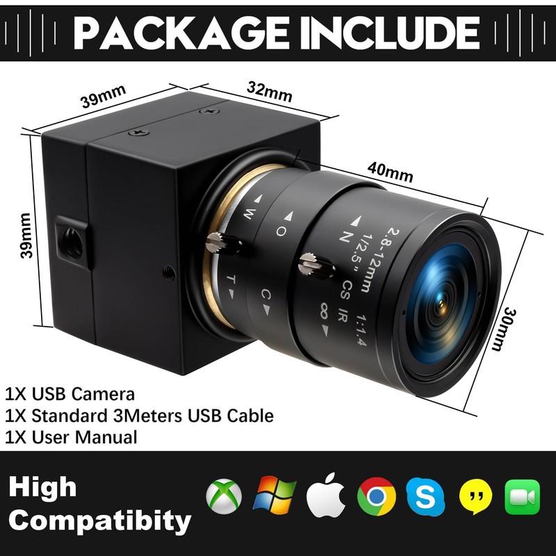 USB Camera ELP 1080P usb Webcam 2.8-12mm 4x Optical Zoom