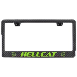 BLVD Dodge Hellcat Real Carbon Fiber ABS Back License Plate Frame - Green