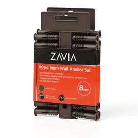ZAVIA Plasterboard Wall Plug (80 Pcs x 8mm) | Polypropylene Plastic Brown Wall Plugs | Best Suited for Concrete, Plasterboard Fixings, Brick Wall, Picture Hanging & More