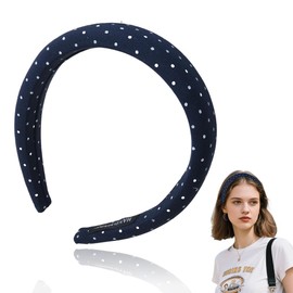 Vintage Polka Dot Hair Accessories Modern Padded Headbands for Girls Women Polka Dots Headband Costume for Party Headband Non Slip Soft Navy Blue Headbands for Girls Women Preppy Head Bands for School