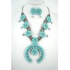 Skelapparel Southwestern Style Round Naja Blue Squash Blossom Statement Necklace