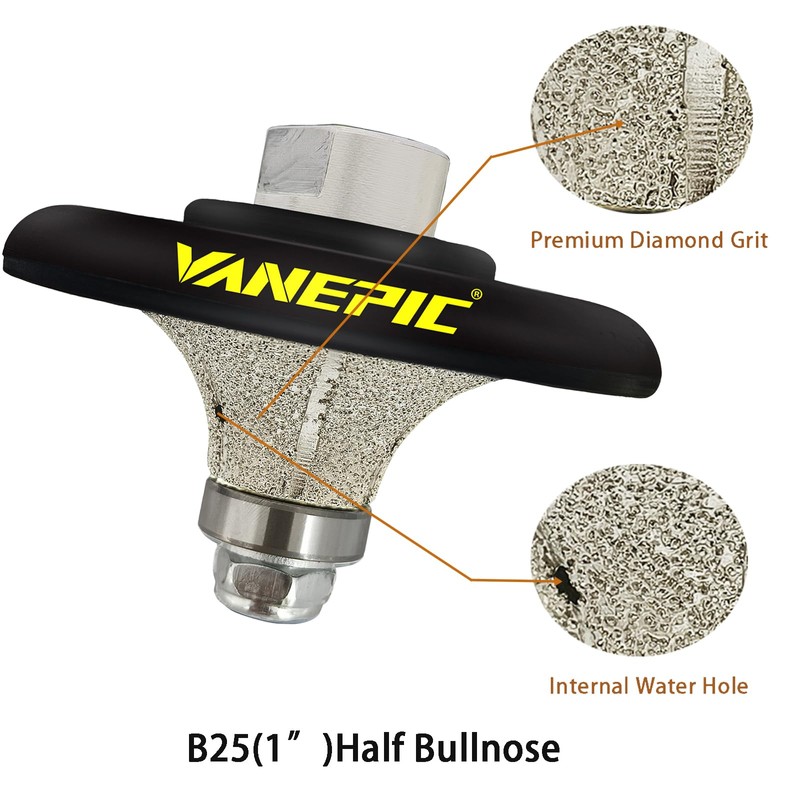 VANEPIC 1 inch B25 Diamond Demi bullnose Half Bullnose Profile