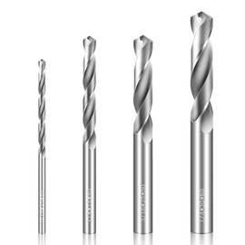 Drill Bit Set 4 Pcs Solid Carbide Drill Bits, 1/8" 1/4" 1/16" 3/16" Tungsten Carbide Drill Bits, Metal Drill Bit Set for Stainless Steel Hardened Steel Cast Iron Alloy Copper