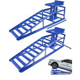 5 Ton Hydraulic Car Ramps, Adjustable 9.3-14 Inch Vehicle Lift Ramps for Cars/SUVs/Trucks, Anti-Slip Steel Auto Repair Ramps with Safety Chain Bolt, Garage Workshop Tools