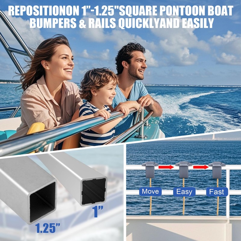 Cendasun Boat Fender Clips,Pontoon Boat Fender Clips for Square Rail,Quick