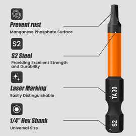Saipor 10 Pieces Triangle Screwdriver Set, 2 inch /50 mm Long Magnetic Triangle Screwdriver Bits Set, 1/4 Inch Hex Shank Triangle Bit Set, S2 Steel Triangle Head Drill Bit for Impact Driver, TA12-TA30