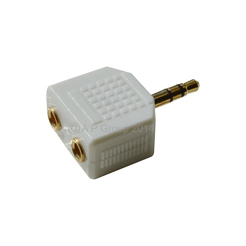 rhinocables Headphone Jack Splitter WHITE 3.5mm Jack Plug to 2x