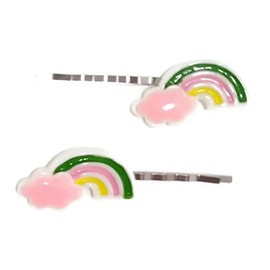 CLOUD and RAINBOW Bobby PIn Hair Clip Accessory - Set of 2 Handmade