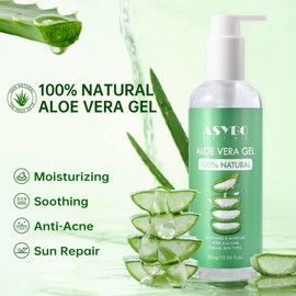 ASYBO 300 ML Aloe Vera Gel, 100% natürliche reine Aloe Vera Feuchtigkeitscreme für das Gesicht, After-Sun-Pflege, Akne reduzieren, Narben reparieren, für alle Hauttypen geeignet