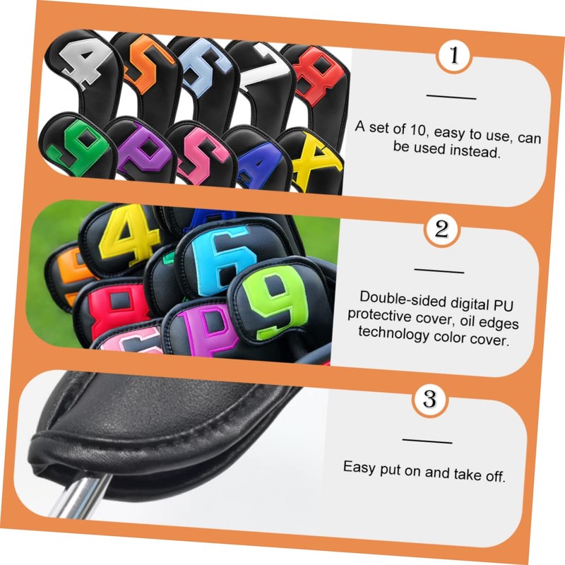 Mipcase 10pcs Golf Club Head Covers Durable PU Material Collision