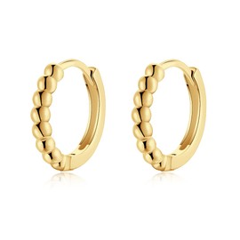 925 Silver Earrings for Women with Small Balls. Hoop Earrings Made of 925 Silver for Women or 18 K Gold, Ideal as a Gift for Mother's Day... Earrings Girls Jewellery Women, Gold - silver, No Gemstone