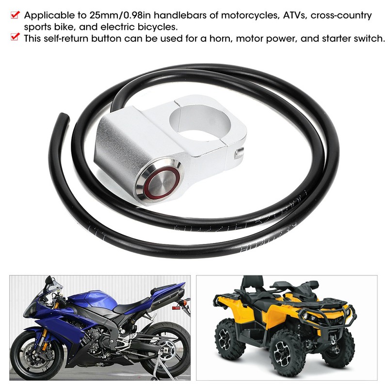 25mm/0.98in Waterproof Steel Spotlights Handlebar Headlight Switch for Motorcycle Bicycle