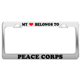 My Heart Belongs to Peace Corps License Plate Frame Car Truck Accessory Gift
