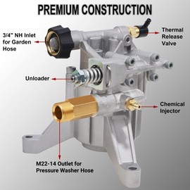 Biswing Pressure Washer Pump, 7/8" Shaft Vertical Plunger, 3400 PSI Max, 2.5 GPM, Replacement Pump for Gas Power Washer, Compatible with Honda, Troybilt, Ryobi, Simpson, Rear Facing Inlet/Outlet