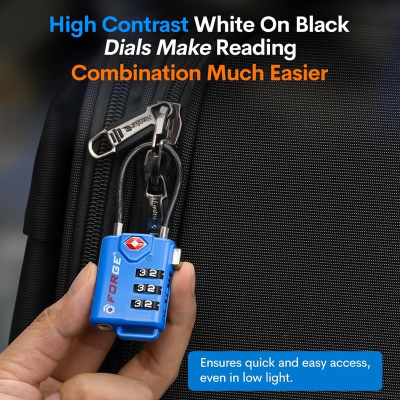 Bright Colors, TSA Approved Luggage Locks 4 Pack, Re-settable Combination