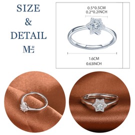 MicLee Women's 925 Sterling Silver Ring Wedding Rings Five-Pointed Star Flower Ring Wedding Rings Engagement Ring Wedding Rings with White Zirconia Partner Ring Adjustable Valentine's Day Christmas