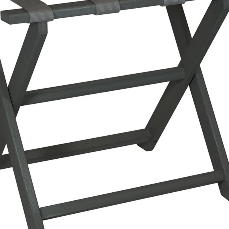 Homeroots Earth Friendly Dark Gray Folding Luggage Rack With Gray