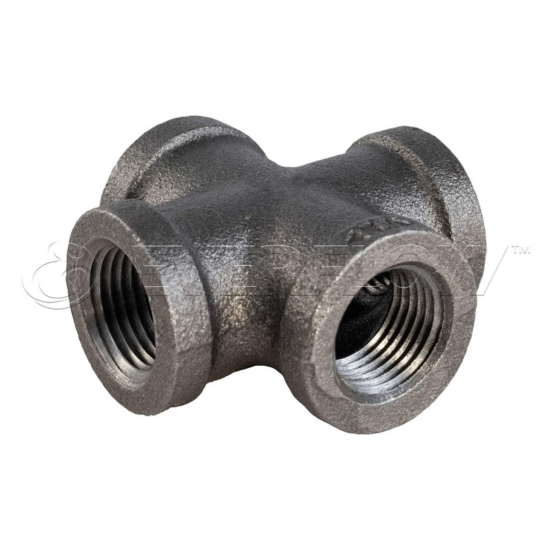 SUPPLY GIANT CNDS0018 Black Malleable Cross Fitting, 1/8", 1/8 Inch