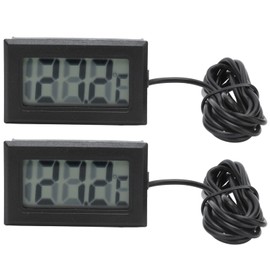Termómetro Digital LCD de 2 uds., Monitor de Temperatura 2s, Actualización con Sonda Externa para Coche, Frigorífico, Congelador, Acuario (negro * 2)