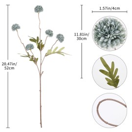 INSUNSIX Dusty Blue Chrysanthemum Flowers Artificial Mums 8pcs Faux Kiku Flowers for Vase 20.47” Blue Flower Stems Vase Filler for Centerpieces Wedding Party Silk Flowers for Home Decor Indoor