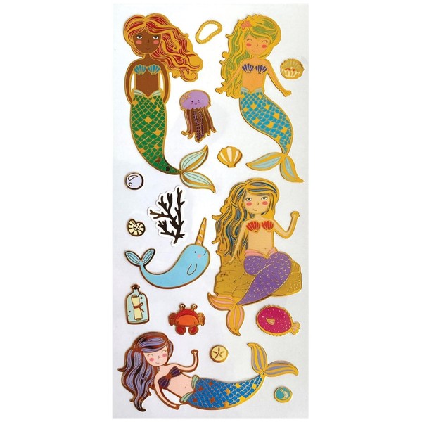 Playhouse Shiny Foil Enamel Effect Sticker Sheet for Crafts, Trading & Collecting - Mermaid Friends