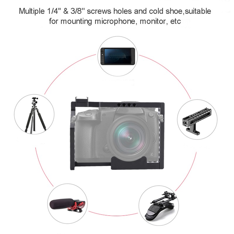 Aluminium Alloy 1/4'' Screw Multiple Holes Camera Cage Rig for