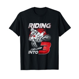 Riding Into 3 Dirt Bike 3 Years Old 3rd Birthday Party Boys T-Shirt