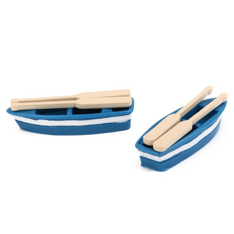 ROSENICE Mini Fishing Boat Miniature Moss Micro Landscape Boat Ornaments,2