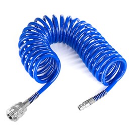 SRJQXH 5 m Compressed Air Spiral Hose, Spiral Compressor Hose, Diameter 10 x 6.5 mm Air Pressure Hose, Blue Compressed Air Hose, with Connector, for Household, Workshop, Car Workshop