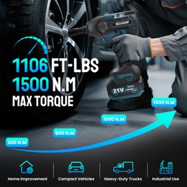 Cordless Impact Wrench 1/2 Inch, 1500 N.m/1106ft-lbs Brushless Impact Gun Compatible with Makita 18V Batteries, 5000 RPM High Torque Electric Power Impact Driver Set for Car Home (Blue)