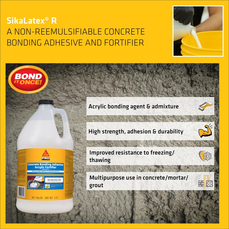 SIKA - SikaLatex R - Concrete Adhesive Glue, White -