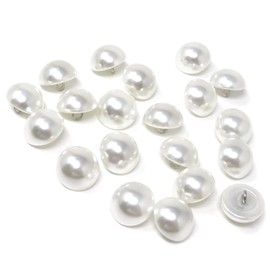 Honbay 20PCS 15mm Dainty Pearl Buttons with Shank Round Buttons Plastic Resin Sewing Buttons Decorative Buttons for Wedding Dress, Skirts, Gloves, Sweaters, Shirts, Hats, Scarves, Headbands Crafts