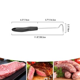 Skyflame 12″ Food Flipper, Stainless Steel BBQ Meat Turner Hook for Turning Bacon Steak Meat Vegetables Sausage Fish and More - Replaces Grill Spatula Tongs & BBQ Fork