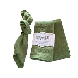 Linen Napkins –100% French Flax – Stonewashed Pure Linen Cloth Napkins - Size 18 Inch x 18 Inch – Set of 4 (Pepper Green)