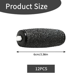 12 Pcs Foot File Replacement Rollers, Extra Coarse Refill Rollers for Scholl Velvet Smooth, Pedi Electric Replacement Heads for Pedicure Hard Skin Remover (Black)