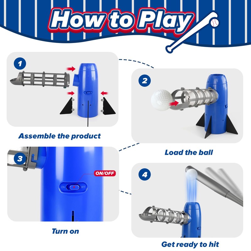 Auto Kids Baseball Pitching Machine, Automatic Baseball Launchers for Kids