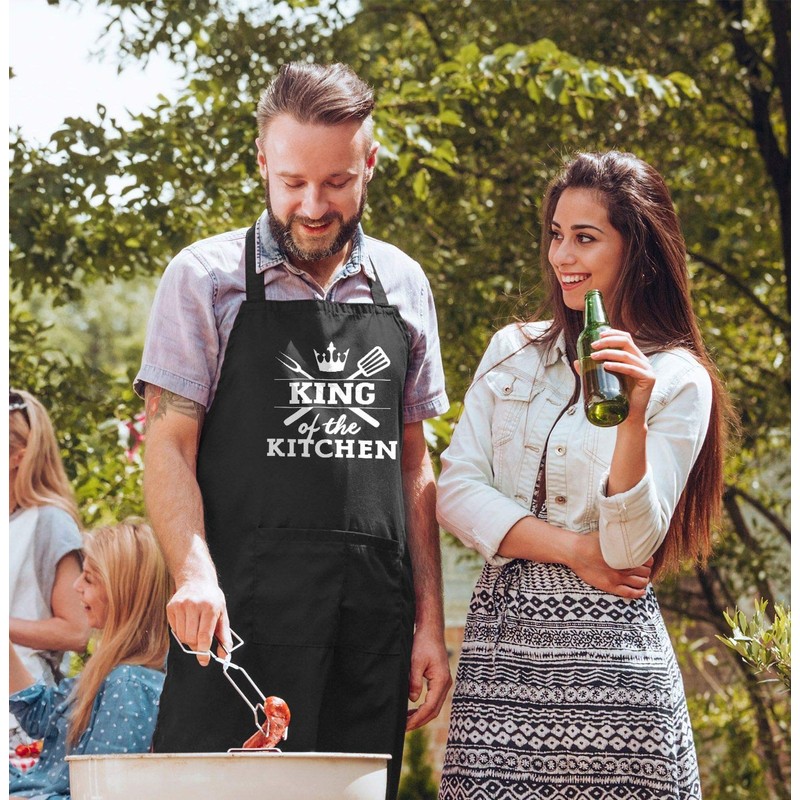 MoonWorks BBQ Apron for Men with Saying King of The