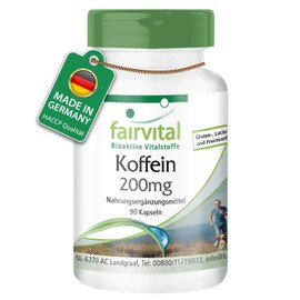 Fairvital | Koffein 200mg - 90 Kapseln - HOCHDOSIERT - VEGAN