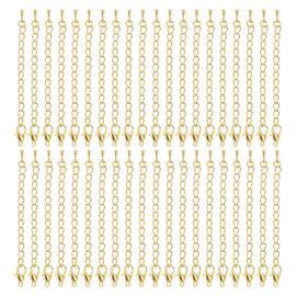 PATIKIL 3.5 Inch Necklace Extenders, 60 Pcs Lobster Clasp Bracelet Extender Lobster Necklace Extenders for DIY Jewelry Findings Necklace Making Crafting Anklets, Gold Tone