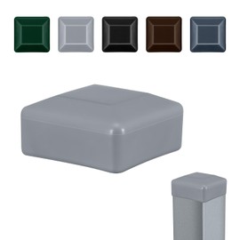 EMFA Fence Post Cap 70 x 70 mm Pack of 10 Grey Post Caps Square Fence Post Caps Fence Cover Plastic Lid Fence Caps 7 x 7 cm