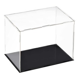 TA-VIGOR Acrylic Clear Display Case, 30 x 20 x 25cm Assemble Countertop Box Cube Organizer Stand Dustproof Protection Showcase with Black Base for Action Figures Toys Collectibles Home Storage