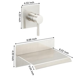 Greenspring Wall Mount Bathtub Faucet with Waterfall Tub Spout Single Handle Tub Filler Bathroom Faucet with Rough-in Valve Straight Spout, Brushed Nickel