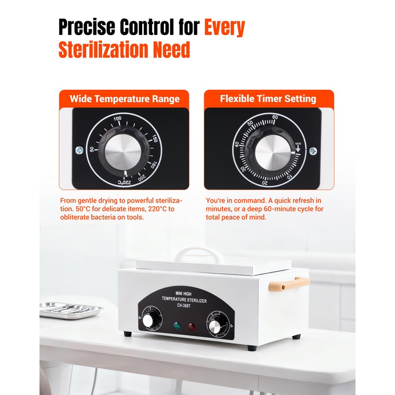 High-Temperature Cleaning Box for Metal Tools, 1.5L Capacity Dry Heat