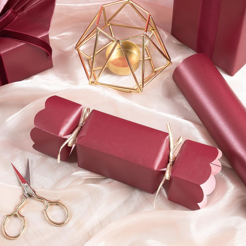 RUSPEPA Burgundy Matte Wrapping Paper, Mini Roll, Wine Red Solid