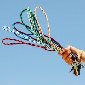 OLLIE TRICK LANYARD Keyring Neck Strap Tube Long Original with Metal Ring for House Keys and Gadget - Lanyard Thickness 8 mm Colourful Robust and Sticker (Blue Pink), Blue Pink, One Size, Blue pink